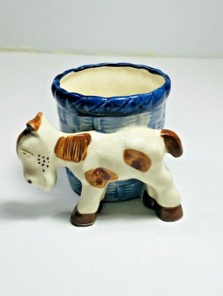 Vintage Occupied Japan Donkey Mule Planter Kitsch Ceramic Mini Basketweave