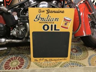 Rare Vintage Metal Indian Motorcycles Oil Dealers Chalkboard Sign Harley Chief