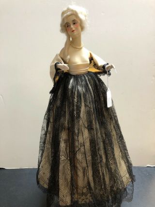 16.  5” Antique 1920’s German Half 1/2 Doll Light/ Lamp Shape Dress