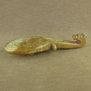 Carved With Hook Cloud Patterns Chinese Antique Jade Dragon Belt Hook