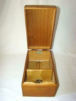 Vintage Globe Wernicke Oak Dovetail Wood Elongated Index,  Recipe File Box 7310 - C