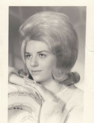 Vintage Yearbook School Portrait Photo Pretty Girl Beehive Big Hair Style