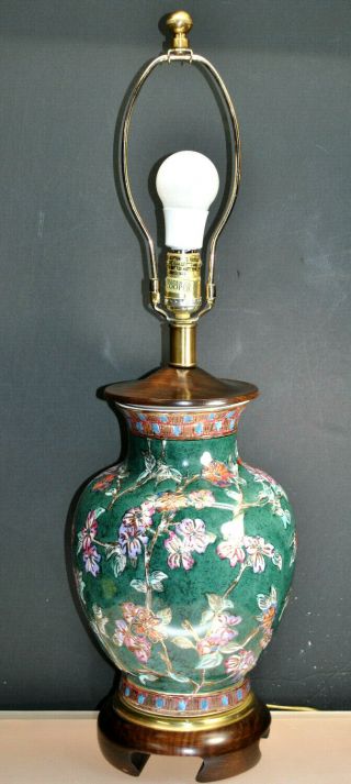 Vintage " Frederick Cooper " Porcelain Asian Ginger Jar Style Lamp Hand Painted