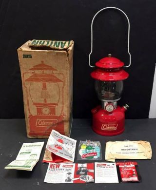 Vintage Coleman Camping Lantern 200a Red W/box & Papers,  Nr