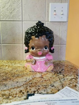 Collectible African American Black Baby Girl Cookie Jar