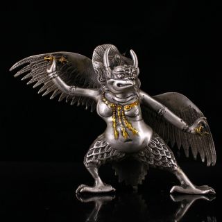 Collectable Old Miao Silver & Gilding Hand - Carved Eagle Immortal Delicate Statue