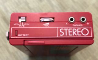Sony Walkman WM - 4 Stereo Cassette Player WM 4 Vintage Retro Red 1983 Testd/Works 3