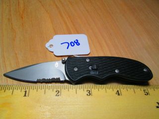 708 Black Gerber Mini - Fast Serrated Assisted Opening Slide Lock Knife