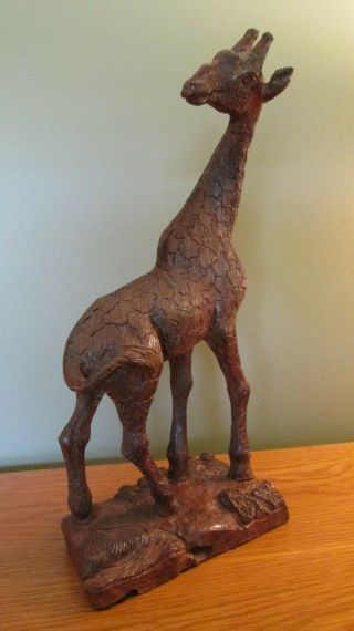 Vintage Hand Carved Wooden Giraffe - Signed By Artist