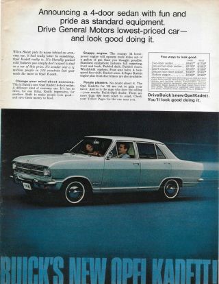 1965 1966 Buick Opel Kadett 4 Door Sedan Blue Gm Lowest Priced Print Ad