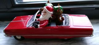 Vintage Gemmy Industries 64 Impala Convertible/santa & 2 Reindeer Toy Car