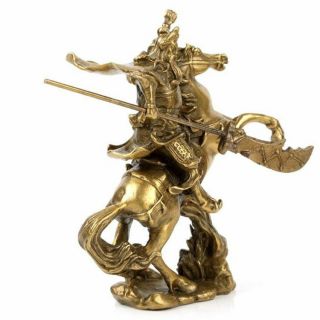 Chinese OLD Hero Guan Gong Guan Yu ride on horse bronze statue 2