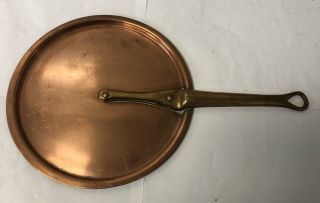 Antique French Copper And Brass Lid / 1900 / Ø 9 " / Stamped 