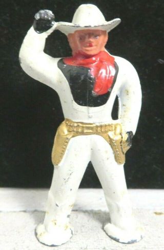Vintage Barclay Lead Toy Figure Pod Foot Cowboy With Lasso B - 249 Paint