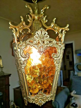 Hollywood Regency Street Light Vintage Pendant Light Amber 5 Available