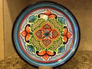 Authentic Hand Made Talavera Pottery Plate Mexican Puebla Painted No Lead