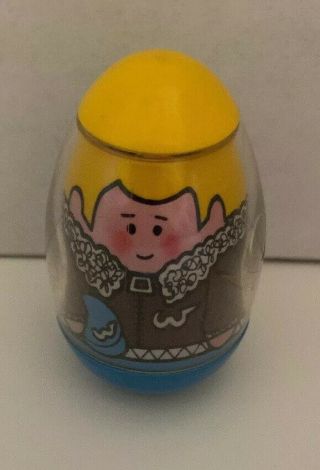 Vintage 1973 Hasbro Weeble With Blond Hair In Brown Coat With Fur Collar