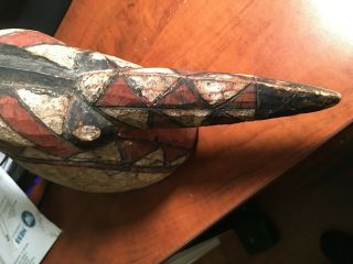 Hand Carved from a log,  Wood African Tribal Bird Mask or Headdress 3