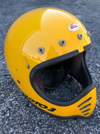 Vintage Bell Moto 3 Motocross Motorcycle Bmx Helmet Size 7 1/4 58cm