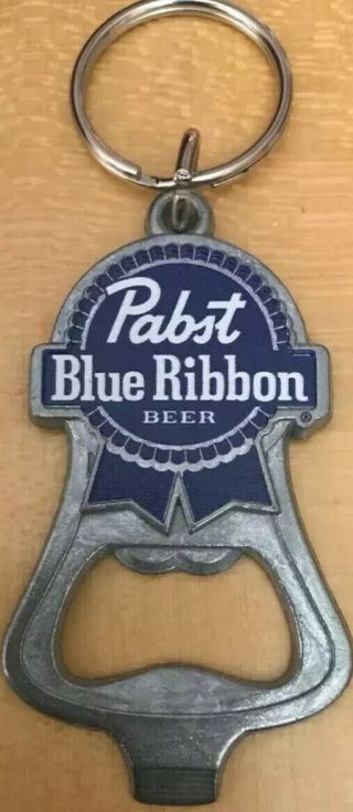 Pabst Blue Ribbon Pbr Beer Bottle Opener Keychain - - Milwaukee,  Wi