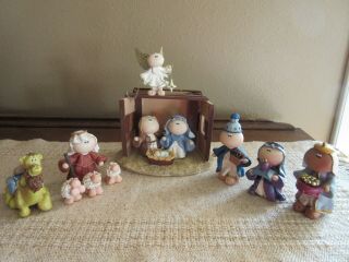 Vintage Collectible Russ 9 Piece Christmas Nativity Set 32377 By Russ Berrie