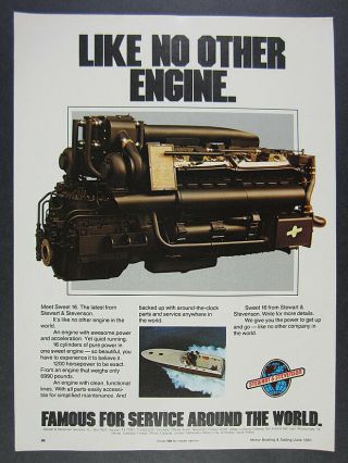 1981 Stewart & Stevenson 1200 Hp Marine Boat Engine Vintage Print Ad