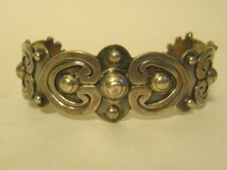 Vintage Taxco 980 Silver Cuff Bracelet Early Mexican Silver 1940 