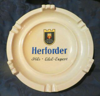 Vintage Herforder Pils Huge Ceramic German Pub Ashtray For Home Bar Or Man Cave