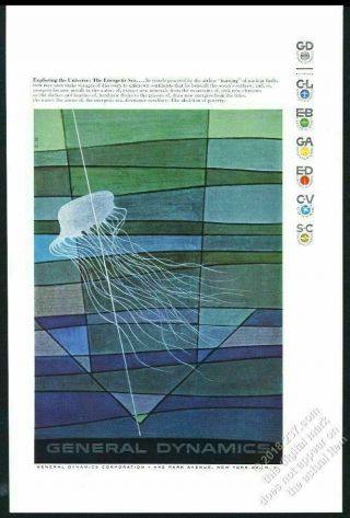1957 Erik Nitsche Jellyfish Modern Graphic Design Art General Dynamics Print Ad