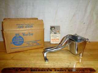 Vintage Aluminum Wear Ever Jiffy Juicer 465 Citrus Press Booklet & Box Nos Nip