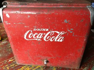 Vintage 1950 ' s Drink COCA COLA Metal COOLER - PROGRESS REFRIG CO 2