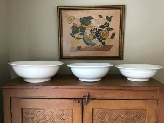3 Antique / Vintage White Ironstone Bowl / Basin - M,  Meakin,  Kt&k - Farmhouse