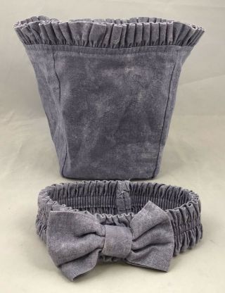 Longaberger Tall Tissue Basket Chambray Blue Fabric Liner & Med Bow Garter 2pc
