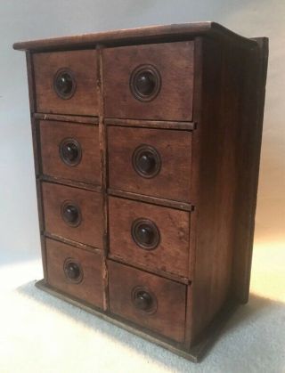 Antique American 8 Drawer Wooden Spice Chest,  C.  1800s - Finish