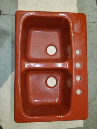 Vintage Kohler Model 5942 - 33 X 22 3s Cast Iron Sink Red Porcelain.