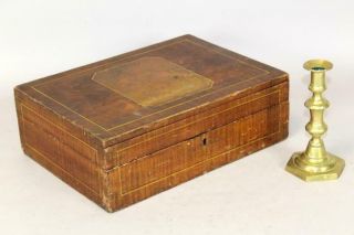 Rare 19th C Document Box In Fancy Grained Paint & Added Lithograph Top