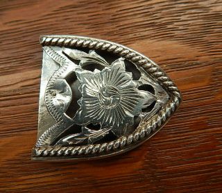 Vintage Vogt Mexico Sterling Silver Engraved Western Cowboy Belt Buckle Tip