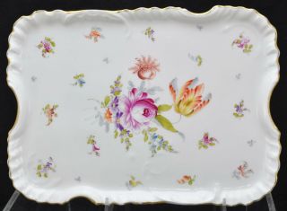 Antique Dresden Porcelain Hand Painted Floral Tray Saxonia
