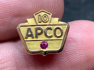 Apco Oil And Gas 10k Gold 2.  2g Ruby Stunning Design 10 Years Service Award Pin.