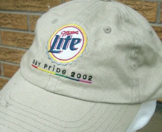 Miller Lite Beer Hat Baseball Cap Gay Pride Parade Day Month Lgbtq Rainbow