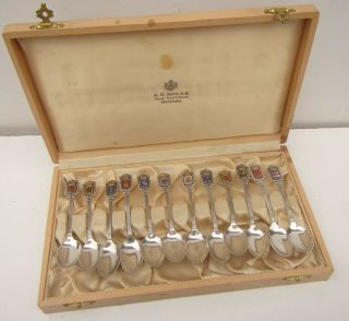 Vintage Swedish Set Of 12 Crested Solid Silver 830 Spoons - Stockholm