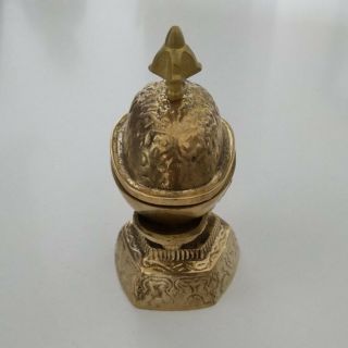 Tibetan Buddhist Brass Kapala Ritual Bowl 4.  5 " - Nepal