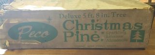 Vintage Peco Aluminum Christmas Tree.  5 Foot 8 Inches.  box.  Xtra limbs 3