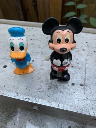 Disney Vintage Tomy Wind Up Toys Mickey Mouse Donald Duck