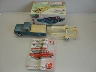 3 In 1 Amt Customizing Kit 1961 Ford Pickup W/ Trailer Model Kit 1/25 Scale