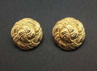Chanel Vintage Gold Tone Clip On Earrings