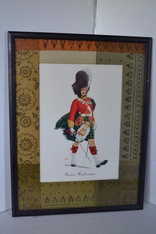 Vintage Print Military Gordon Highlanders Solider Scotland British Army Framed