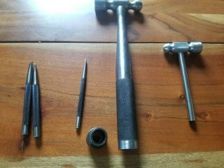 Vintage All Metal Ball Peen Hammer Gunsmith Machinist Tool Knurled Handle Opens