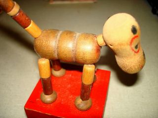 Vintage Wooden PUSH UP TOY PUPPET - Happy The (Non) Barking Dog - Kohner 2