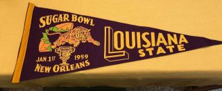 1959 Football Pennant Lsu Louisiana State University Orleans Sugar Bowl